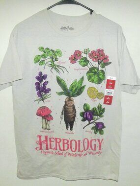 Harry Potter Herbology Hogwarts School of Witchcraft SS T Shirt Sz 38-40